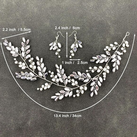 Bridal Vine Headpieces Set Wedding Pearls Crystal Hair Accessories for Women